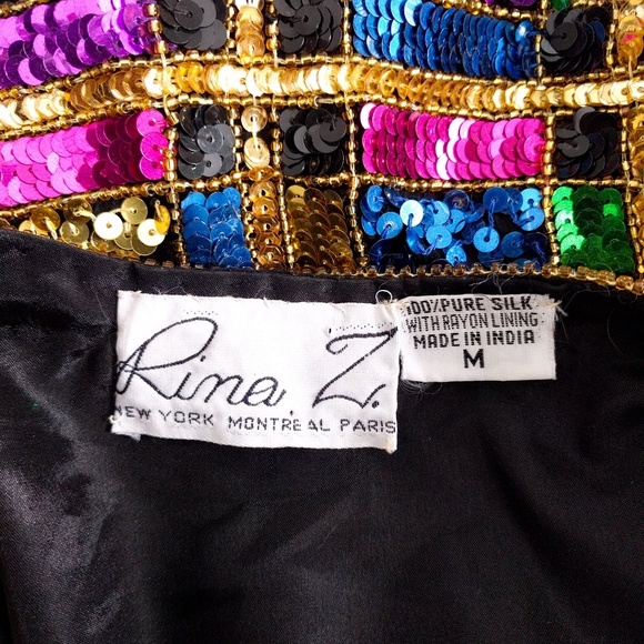 ⛔SOLD⛔ Vintage Rainbow Sequin Trophy Statement Jacket M - Picture 6 of 6